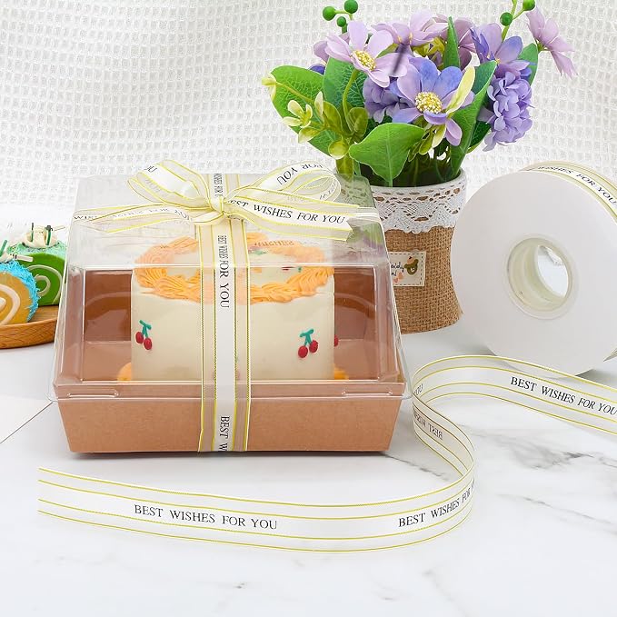 50 Pack 7 x 7 x 4 Inches Clear Cake Boxes for 6 Inch Cake, Paper Charcuterie Boxes with Clear Lids, Disposable Bakery Food Containers Large Dessert, Cupcakes,Pie,Cookies, Cocoa Bomb (White&Brown)