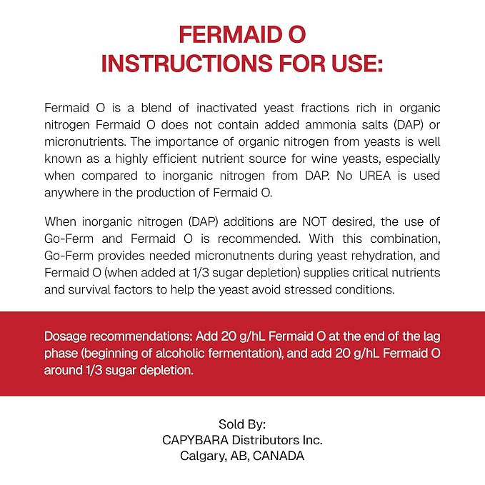 Fermaid O Yeast Nutrient - 2 oz (56.7 g) - Make Wine Cider Mead Kombucha At Home - Sold by CAPYBARA Distributors Inc.