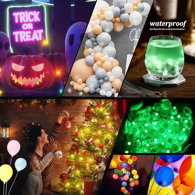 50pcs LED Green Balloon Lights, Round LED Mini Lights for Paper Lantern Balloon Birthday Party Event Indoor Outdoor Wedding Decoration Halloween Christmas Supplies