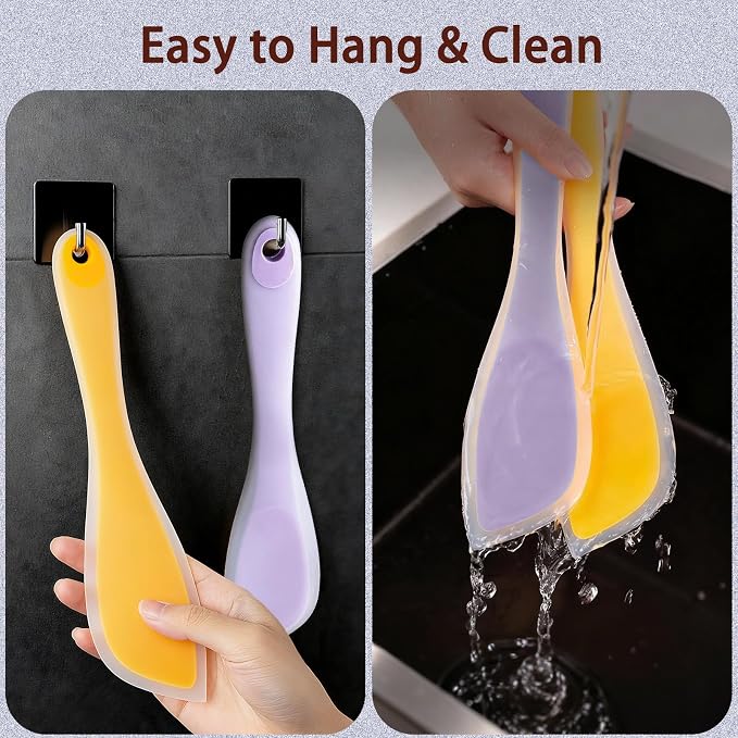 Spatulas Silicone Heat Resistant, Cooking Spatula for Nonstick Cookware, Cake Cream Batter Baking Scrapers for Stirring, Mixing, Scraping and Spreading, Egg, Cake and Burger (Purple, 2)