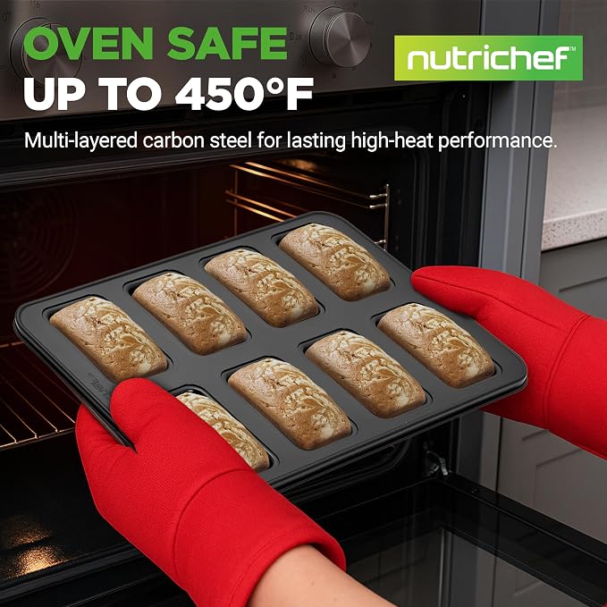 NutriChef 42-Piece Ultimate Nonstick Bakeware Set - Carbon Steel Baking Pans, Everyday Baking Tools, Oven Mitts, & More - Ideal for Baking Delicious Savory & Sweet Treats - Complete Set for Bakers