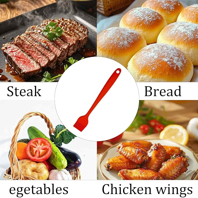 4PCS Heat Resistant Silicone Basting Brushes Cooking Brush, BPA Free Pastry Brush with Soft Bristles for Oil Butter Sauce BBQ Grill Kitchen Baking Dishwasher Safe(Red)