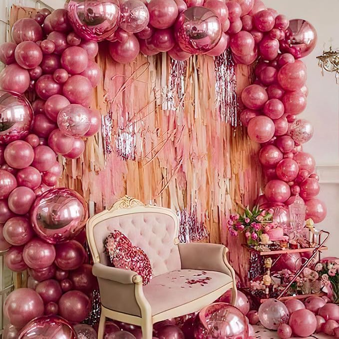 PartyWoo Metallic Pink Balloons 100pcs 5 Inch Chrome Hot Pink Magenta Fuchsia Balloons for Birthday Anniversary Bachelorette Wedding Baby Shower Gender Reveal 1950s Party Decorations Pink-G104