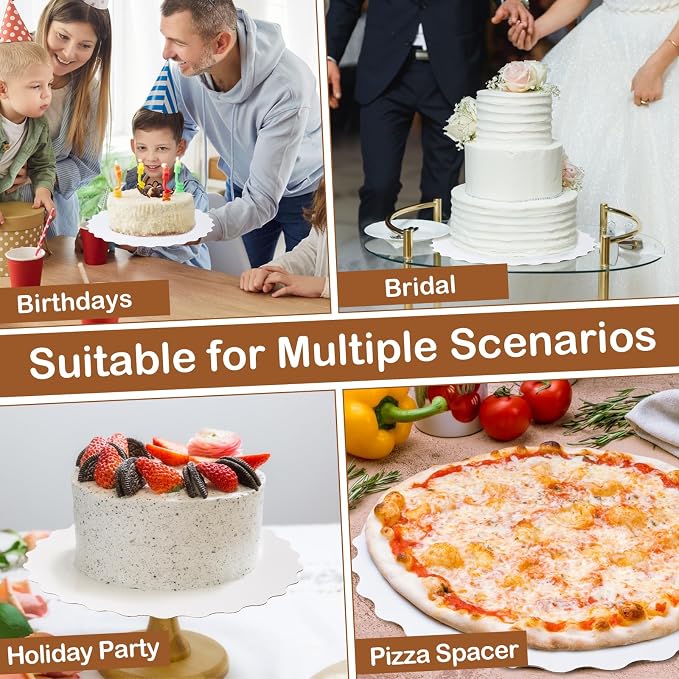 6 Pcs Wave Cake Boards,White Wave Cake Boards 10 inch Round,100%Food-graded Cardboard Cake Rounds,Waterproof and Oil-proof Cake Base for Cake DIY, Wedding, Birthday, Dessert, Pizza & Exhibition