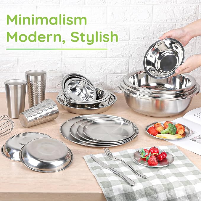 304(18/8) Stainless Steel Mixing Bowls for Kitchen, 2 Pack 5.5" Small Metal Mixing Cooking Bowls Set Stackable for Baking Serving Cooking Food Prep Storage Dishwasher Safe Lightweight
