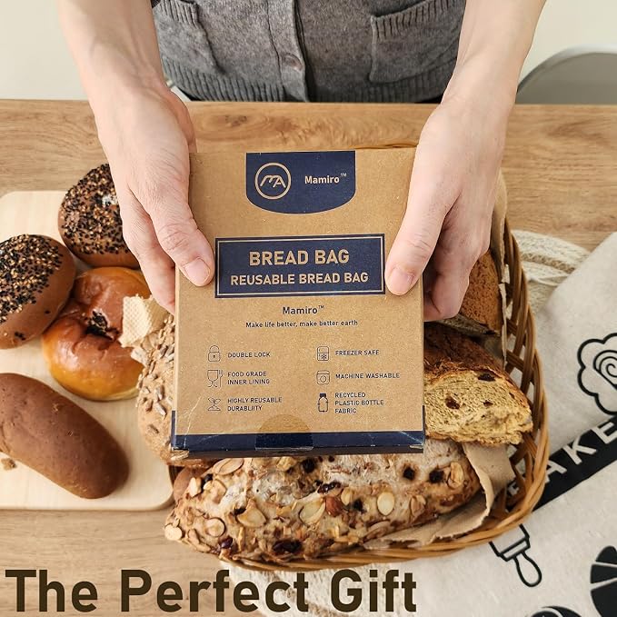 Bread Bags for Homemade Bread - 2 Pack Eco-Friendly Lining, XL Reusable Linen Bag for Fresh & Soft Homemade Sourdough Storage, Cloth Saver Bag for Sourdough 18” x 13"