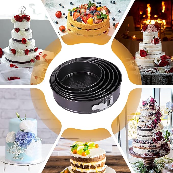 Springform Cake Pan, Cake Pan with 6 Different Size (7,8,9,9.5,10.2,11inch), Cake Molds for Baking with Removable Bottom, Non-Stick Bakeware for Effortless Baking and Easy Release