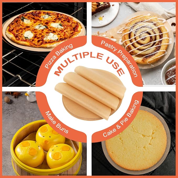 6-Inch Baking Sheet Rounds - Kraft Unbleached Parchment Paper, Non-Stick, Easy to Demold, Waterproof, Tear-Resistant, Parchment Paper Rounds is a Good Tools for Baking