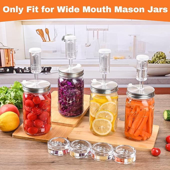 32 oz Mason Jar Fermentation Kit,Sauerkraut/Pickling Kit with 2 Pack Fermentation Jars, 2 Fermentation Lids, 2 Fermenting Weights and Airlocks(2 Jars Included)