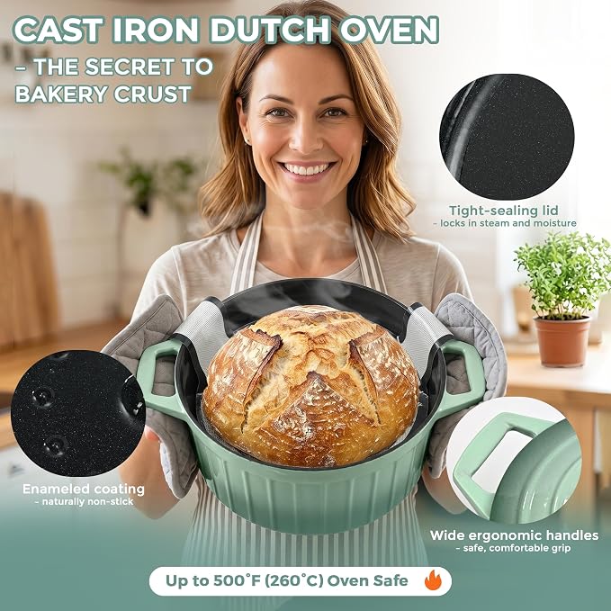 Sourdough Starter Kit – Complete Bread Baking Supplies with Round & Oval Banneton Bread Proofing Basket, Starter Jar, Bread Slings, Silicone Mat, Scrapers – Baking Tools Gift for Home Bakers