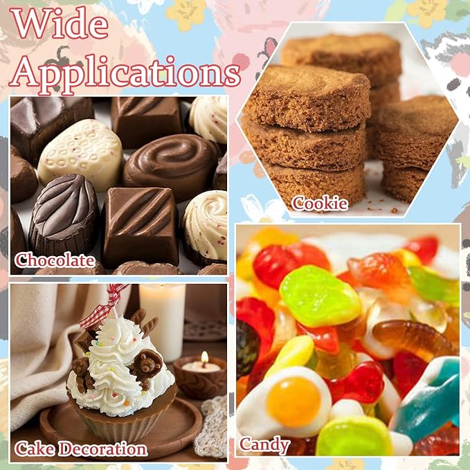 Ipotkitt White Animal Theme Silicone Molds Lion Rabbit Panda Pig Elephant Shape Molds for Chocolate Jelly Ice Candy Cake Crafts, 8pcs 8 Styles