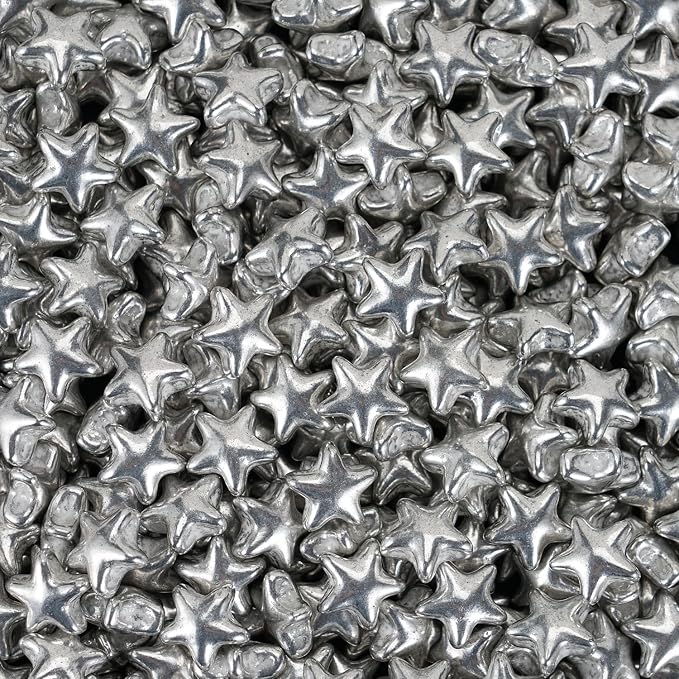 Sliver Star Sprinkles, 10MM Edible Candy Stars for Cake Decorating, Cupcakes, Cookies & Desserts, 4.2 oz Metallic Silver Sprinkles for 4th of July , Christmas, Wedding, Birthday, Holiday Baking Baby Shower