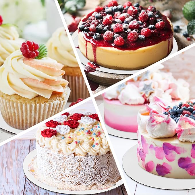 WINKIO 15PCS Cake Boards 10 inch round, White Cake Board Rounds,White Cake Circles Rounds Base Food-Grade Cardboard Cake Plate for displaying cakes
