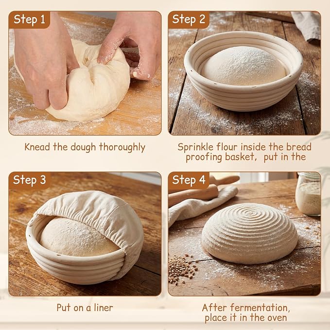 Set of 12 Banneton Bread Proofing Basket with Liner, 5-inch 9-inch Round and 7-inch 10-inch Oval Small Mini Bread Proofing Sourdough Bowl for Sourdough Making, Baking Supplies for Home Bakery