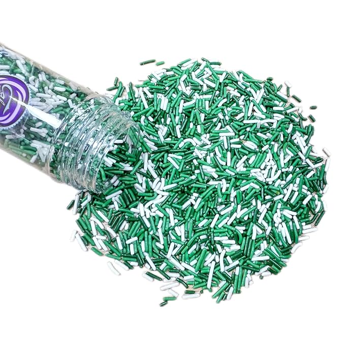 Sentovac Edible St Patrick's Day Green and White Mixing Jimmies Sprinkles for Cake Decorating Baking | Cupcake Toppers Cake Decorations| Celebrations Shower Party Supplies 78g/2.75oz