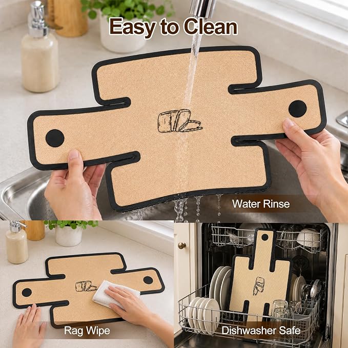 Silicone Bread Sling 4-Pack, Nonstick Bread Loaf Pan Liners with Handles, Reusable Heat Resistant Baking Mats for 9x5/9.5x5/10x5 Inch Pans, Dishwasher Safe, Brown Base Black Edges