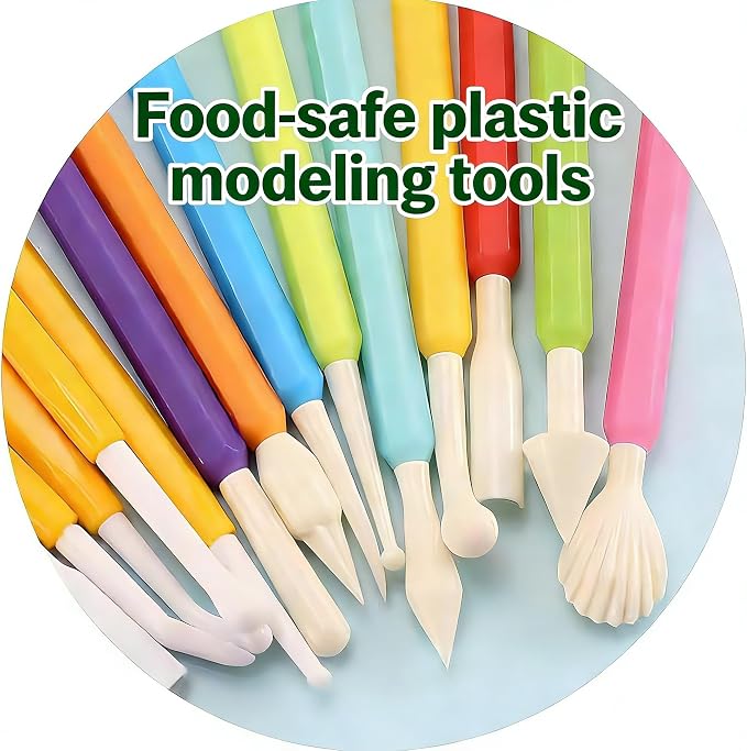 9-Piece Fondant Sculpting Tool Set - Plastic Cake Decorating Pens for Flower Modeling & Baking