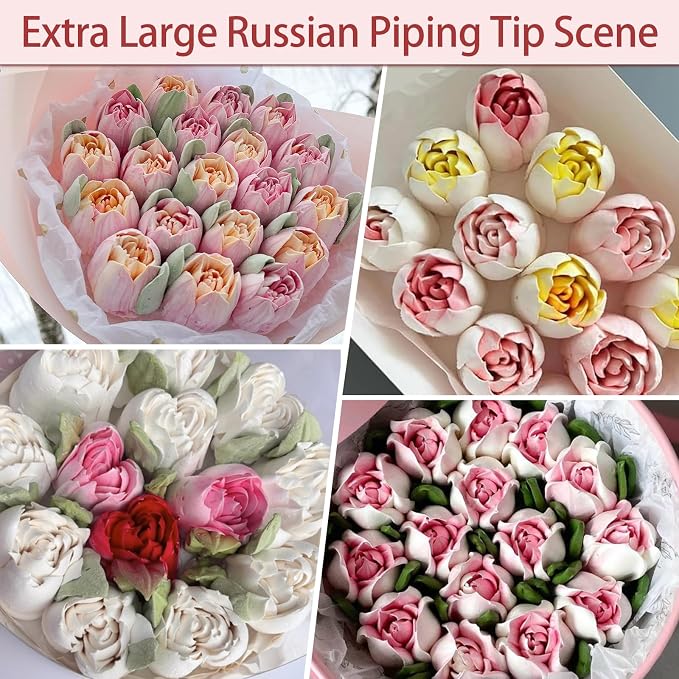 Extra Large Russian Piping Tips for Marshmallows Stainless Steel Flower Frosting Nozzles many styles Cake Decorating Baking tool for Buttercream, Cupcakes Cookies(SL43)