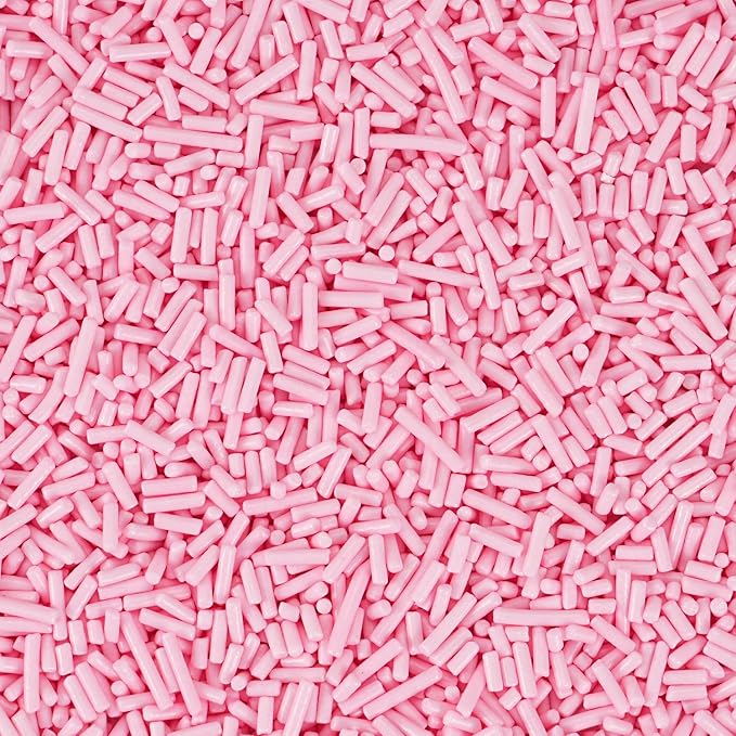 Dye Free Pink Jimmies Sprinkles 4.2 oz - Natural Pink Sprinkles for Cake Decorating, Cupcake Topper, Cookie & Ice Cream Baking Supplies - No Artificial Colors - Pink Jimmies for Birthdays Baby Shower