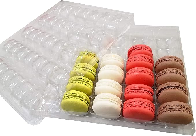 Pastry Chef's Boutique Clear Macaron Cookie Storage and Display Tray - Holds 35 Macarons - Made in France - Pack of 30 Trays