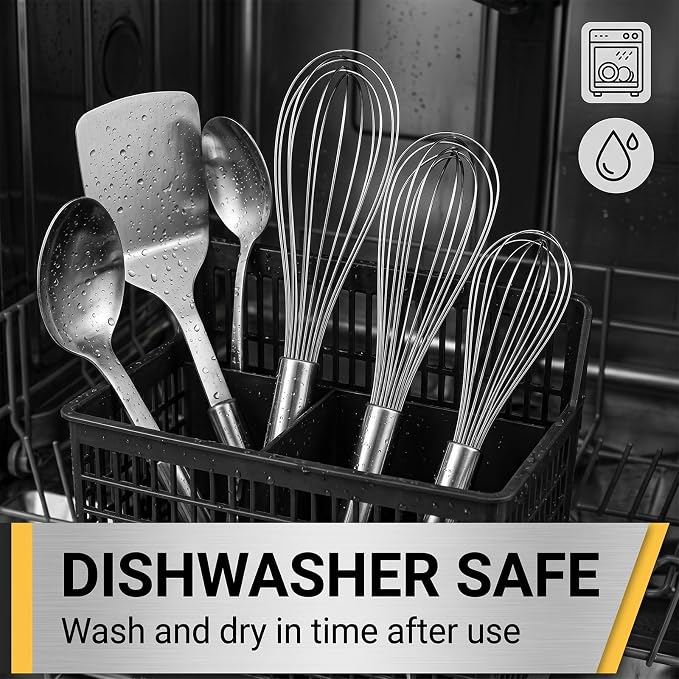 Whisks for Cooking,Stainless Steel Whisk Set 8" 10" 12",Balloon Wire Whisks for Whisking, Beating, Blending Ingredients, Mixing Sauces (Silver)
