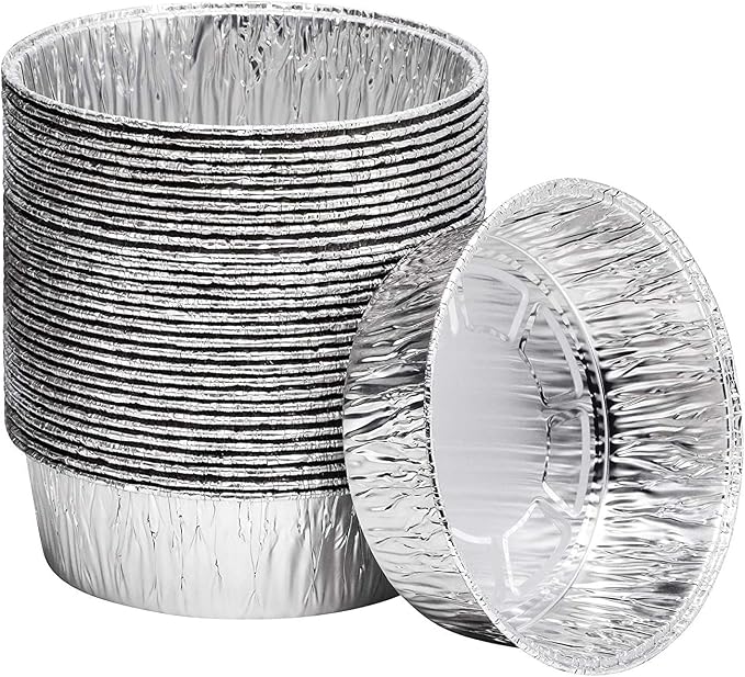 8-Inch Extra Deep Durable Round Aluminum Disposable Cake Pan/Dutch Oven Liner Pans/Foil Pans for Baking, Freezing, and Storage (20 Count)