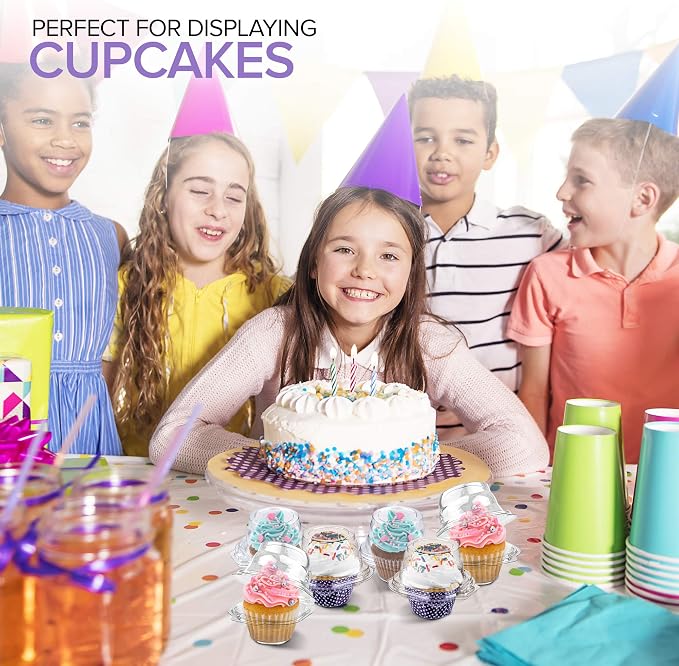 Stock Your Home Individual Cupcake Containers, 25 Pack, Cupcake Holder with Lid, Plastic Single Cupcake Container, Muffin Container, Stackable, BPA Free