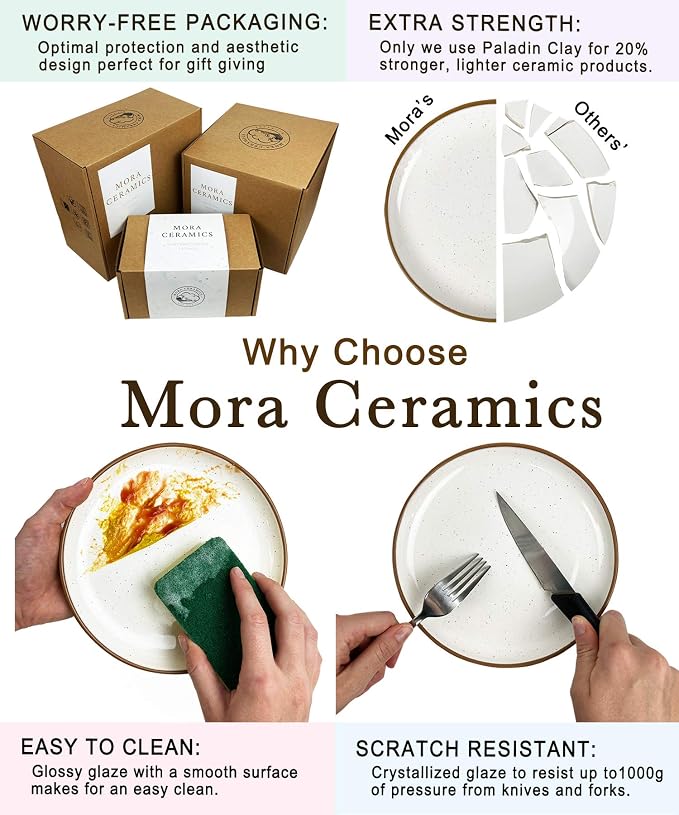 Mora Deep Fluted Ceramic Pie Dish for Apple Pie, Quiche, Tart - 9 inch - Modern Farmhouse Style Porcelain - Earl Grey