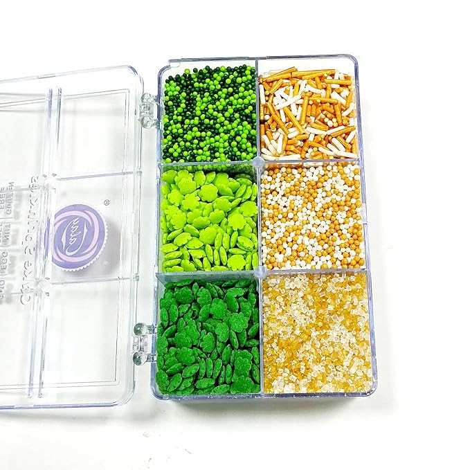 Homipooty Edible Green Sprinkles St. Patrick's Day Themed Sprinkle for Cake Decorating Mix with Shamrock Clover Sanding Jimmies Nonpareils for Ice Cream Cupcakes Baking Cookies Cake Topping