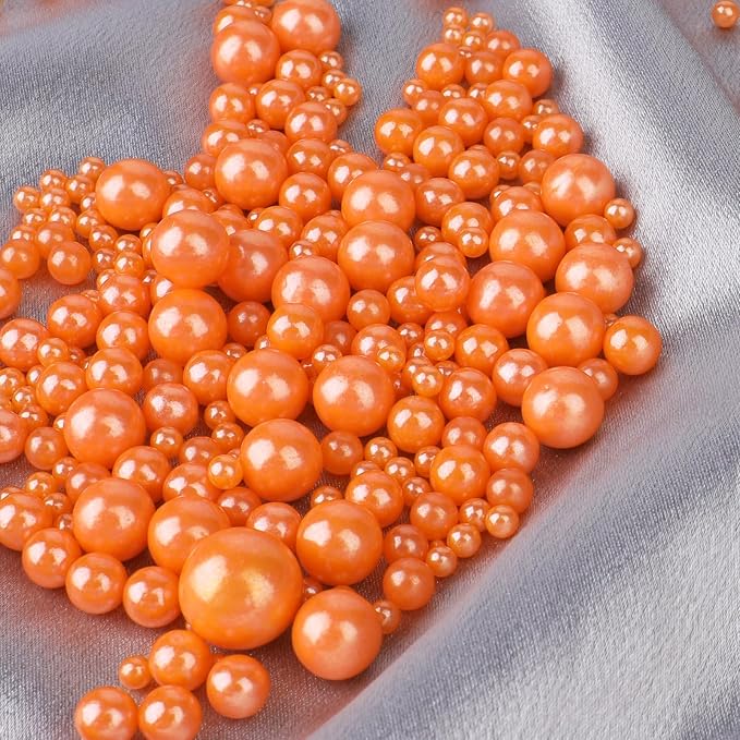 Orange Pearl Sprinkles for Cake Decorating, 4 Sizes Sugar 130g/4.6oz, Cupcake, Ice Cream, Donuts, Macaron Toppings Supplies (2mm, 4mm, 7mm, 1cm)