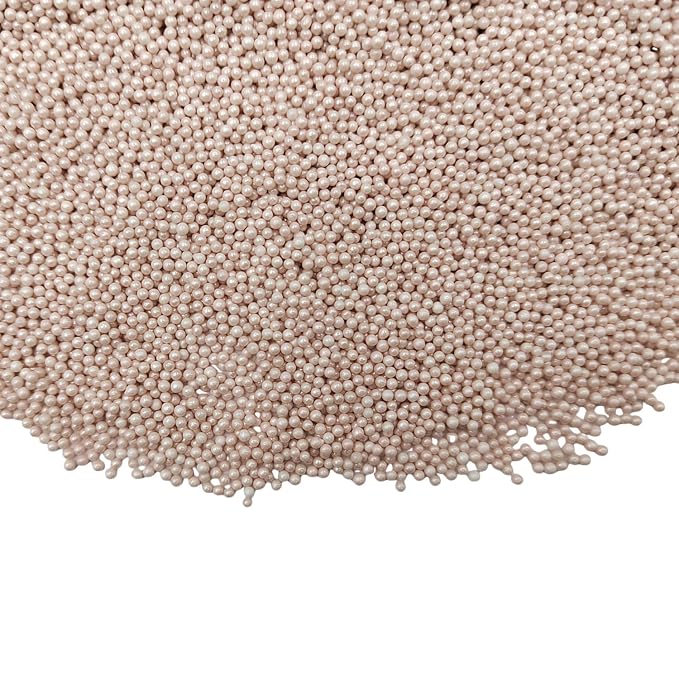 Homankit Rose Gold Nonpareils Sprinkles Edible Cookie Decorations Mini Pearls for Decorating Cake, Baking, Cupcake Toppers, Ice Cream, Donuts 3.88 Ounce