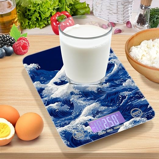 Food Scale Kitchen Scale Food Weight Scales Digital Weight Grams and Ounces Small Electronic Food Scale for Baking Cooking Japanese Deep Blue Sea Waves