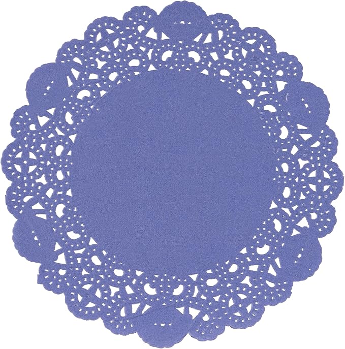 Restaurantware-Pastry Tek 6 x 6 Inch Placemat, 4000 Disposable Table Doilies - Elegant Lace Finish, Long Lasting, Purple Paper Placemat, for Pastries, Cupcakes, Desserts