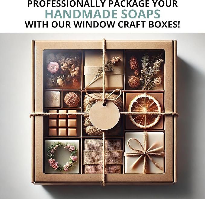 30PCS Cookie Boxes Brown with Window - 4 x 4 x 1.2 Inch Sturdy Packaging for Baked Goods Small Bakery Containers for Pastries Gift Giving Bulk Food Storage Rustic Display for Treats and Desserts