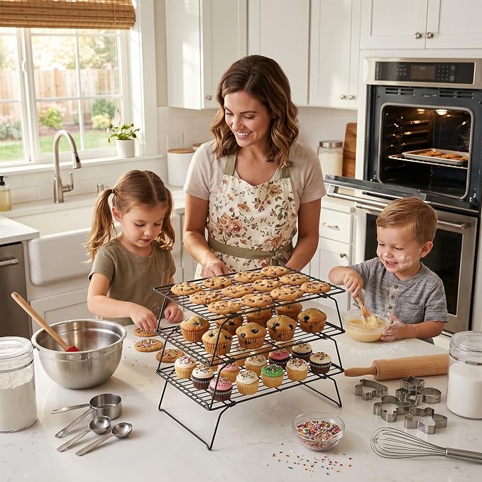 Cooling Racks for Baking, 3-Tier Stackable Wire Cooling Rack Set 10"x15.8",Heavy Duty Oven Safe Rust-Resistant Wire Rack for Cookie Sheet Roasting Grilling, Dishwasher Safe