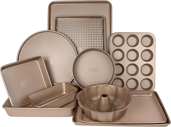 David Burke 15x10 Cookie Sheet – Carbon Steel, PFTE & PFOA Free, Oven Safe, Non-Toxic, Perfect for Baking and Roasting – Bronze