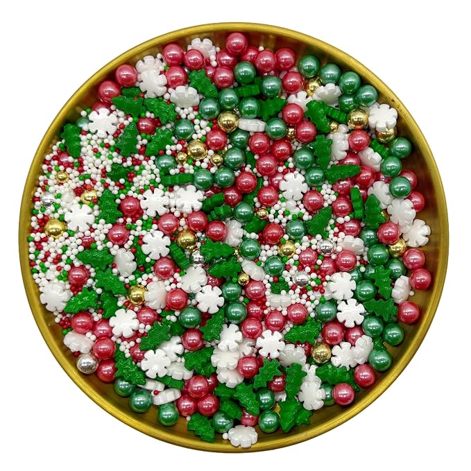 Mixed Sprinkles Edible Pearls Cake Decorations Cupcake Toppers Cookie Decorating Perfect for Wedding Party Valentine Halloween Christmas Supplies 4.58OZ