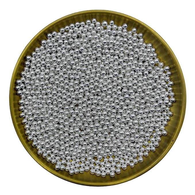 Dynastang 4mm Silver Pearls Sprinkles Edible Pearls Cake Decorating Stars Cake Decorations Cupcake Toppers Cookie Decorating Perfect for Cakes, Cupcakes, Desserts Toppings 3OZ