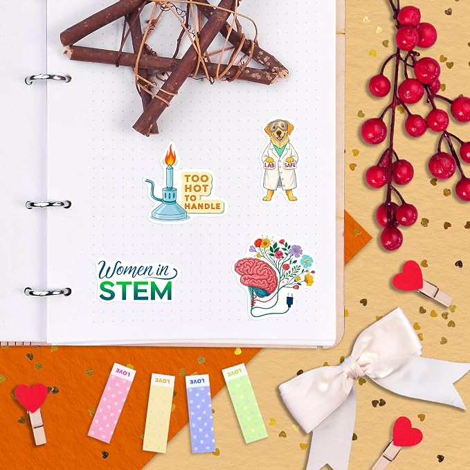 100Pcs Women in Stem Stickers for Water Bottle, Laptop - Woman in Science Stickers - Engineering, Women in Stem Gifts, Science Party Supplies - Gift for Women & Men