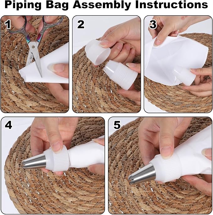 11 Piece Reusable Piping Bags and Tips Set, 16inch Pastry Bags with 6pcs Large Stainless Icing Tips, Coupler and Cleaner, Suitable for Cake Decorating, Cupcakes, Cookies