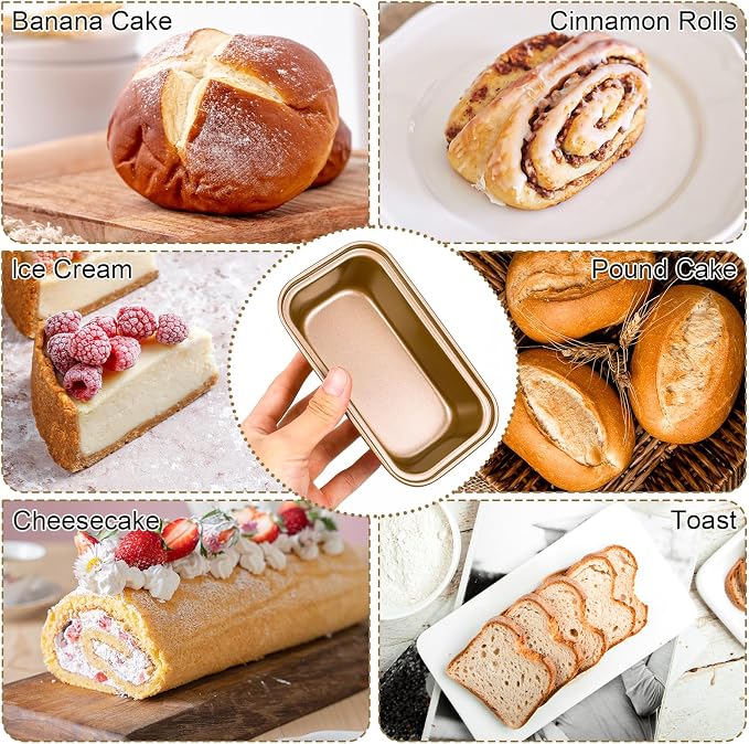 12Pcs Mini Loaf Pans for Baking Bread - 6.1 x 3.3 x 2.1 Inch Nonstick Carbon Steel Bread Pan -Rectangle Baking Pan for Home Oven Bakings Homemade Cake Sourdough and Meatloaf