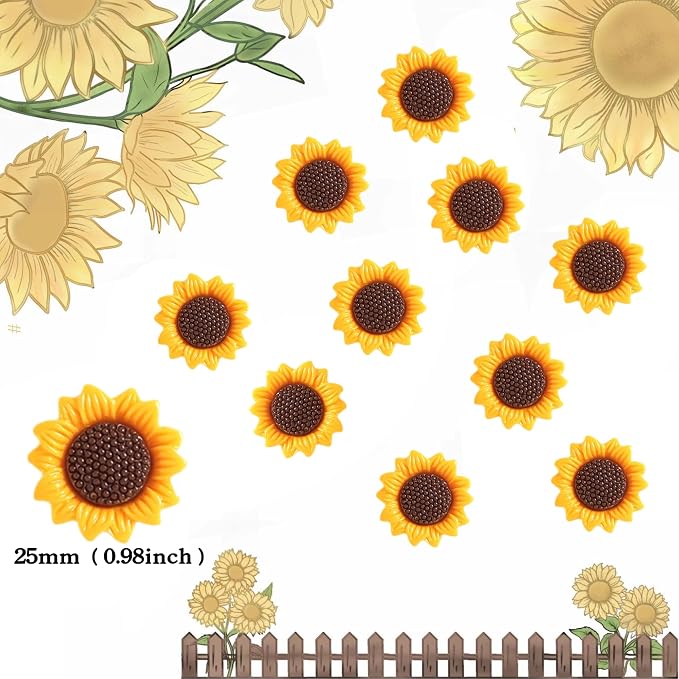 20 PCS Sunflower Cupcake Toppers Sunflower Cake Picks Flower Party Decorations for Baby Shower Sunflowers Birthday Party Cake Toppers Decor Supplies