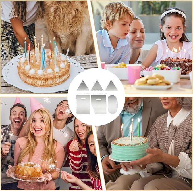 6 PCS Stainless Steel Metal Cake Scraper Set, Patterned Edge Cake Scraper Comb Smoother, Baking Decoration Tools for Mousse Butter Cream Cake Decoration