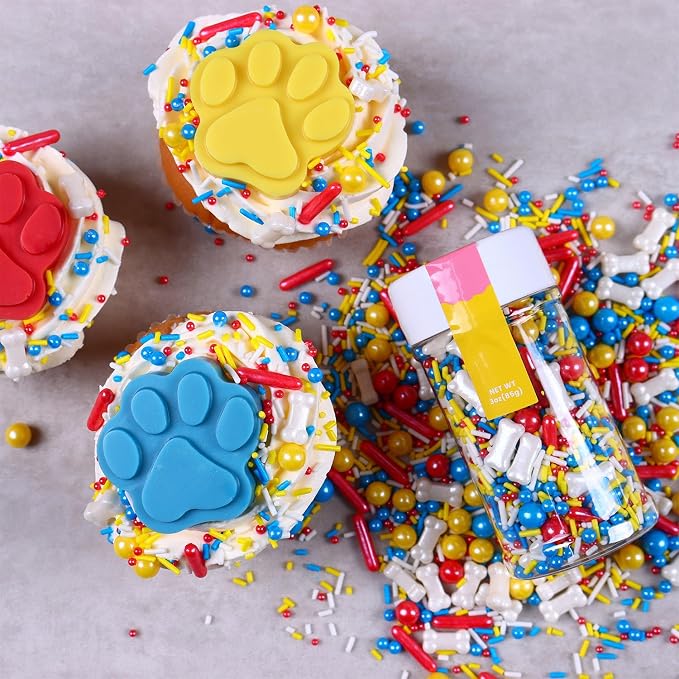Dog Bones Themed Sprinkle for Cake Decorating, Yellow Sprinkles for Edible Cupcakes Toppers, Birthday Party Candy for Decorating Cakes, Cupcakes, Cookies & Desserts