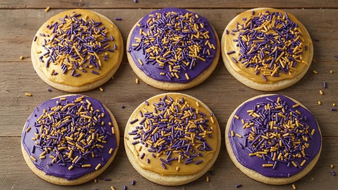 NCS Pearlized Purple & Gold Jimmies Edible Sprinkles – Cupcake, Cake & Cookie Decorations, 7 oz