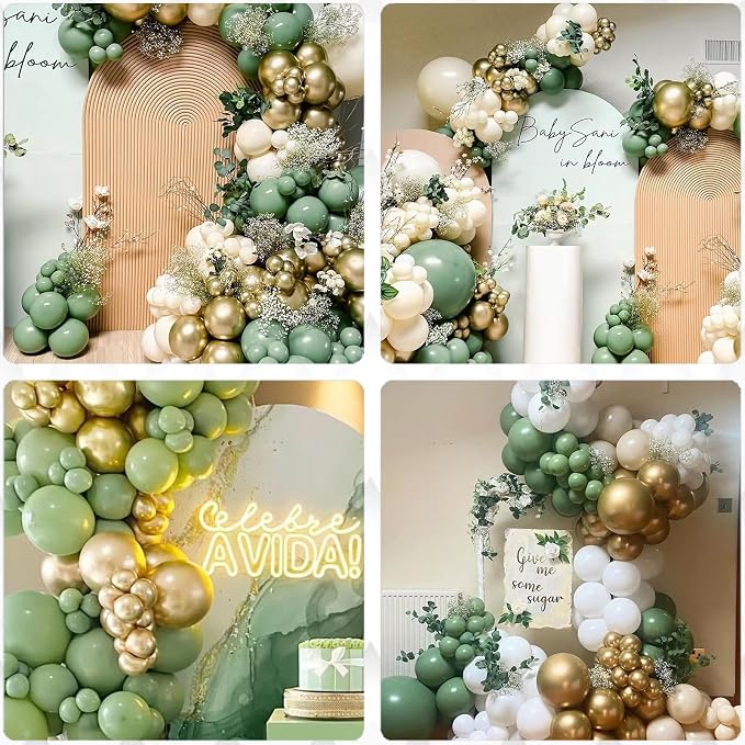 Archloon Sage Green Balloon Arch Kit, 150Pcs Green balloon Garland Kit Of Different Sizes 18 12 10 5 Inch for Birthday Baby Shower Gender Reveal Wedding Party Decoration