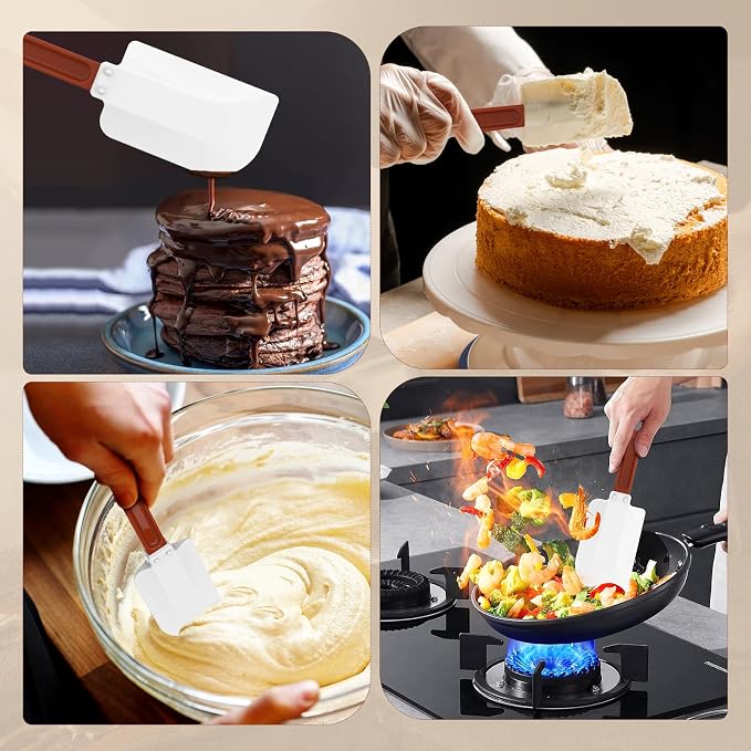 High Heat Resistant Silicone Spatulas, 13-1/2" Commercial Spatula 500°F Heat-Resistant Heavy Duty Spatula Non-Stick Scraper, Ideal for Baking/Cooking/Mixing, Commercial Dishwasher Safe