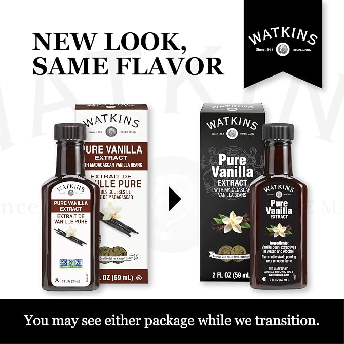 Watkins Pure Vanilla Extract, with Madagascar Vanilla Beans, Non-GMO, Kosher, 2 oz. Bottle, 1-Pack