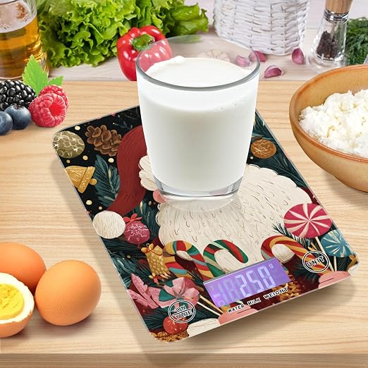 Food Scale Kitchen Scale for Baking Cooking Digital Food Weighing Measuring Scale Small Waterproof Electric Food Scale Santa Claus Lollipop Baubles
