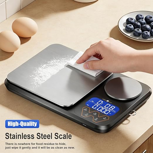 Rechargeable Digital Dual Platform Kitchen Scales Weight, 11 lb Large & 1.1 lb Mini with Two Precisions Food Scale for Sourdough Bread, Baking and Cooking with 3 Units Tare, Accumulation Functions